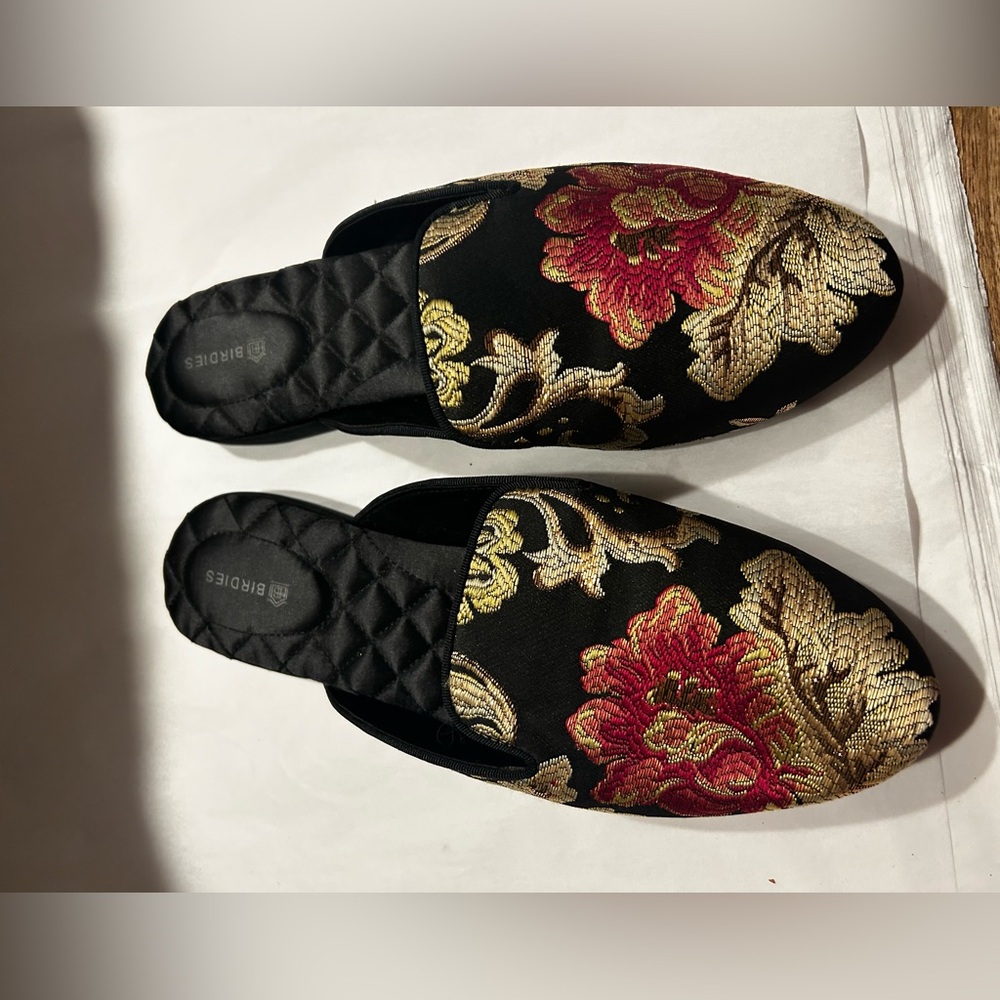 Birdie Floral Embroidered Mules